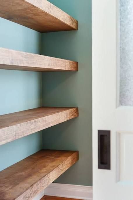 Wood Shelves Living Room, Floating Shelf Hardware, Rustic Wood Floating Shelves, Workspace Ideas, Metal Floating Shelves, Shelves Over Toilet, Hollywood Dresses, Wood Closet, Diy Wood Shelves