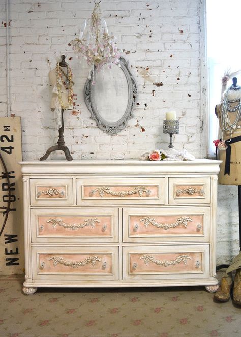 Etsy Painted Cottage Chic Shabby Romantic French Dresser LGDR24 #ad French Door Handles, Shabby Chic Furniture Painting, French Dresser, Vintage Painted Furniture, Decoration Shabby, Cottage Vintage, Painted Cottage, Shabby Chic Dresser, Shabby Chic Living Room
