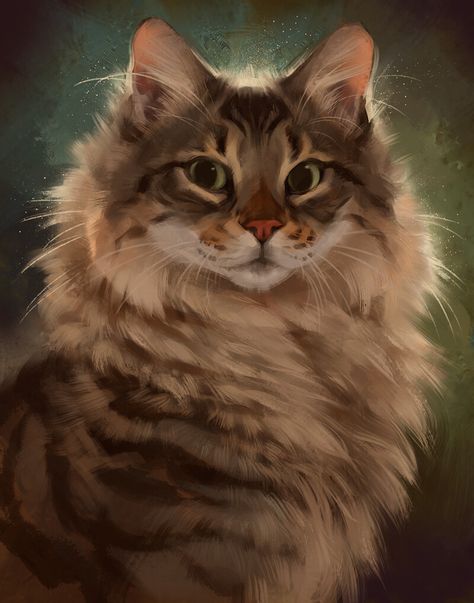 Cat Eyes, Semi Realism Painting, Cat Digital Painting, Cat Painting Acrylic, Acrylic Cat Painting, Kostuum Halloween, Cat Portrait Painting, Warrior Cats Art, Warrior Cat