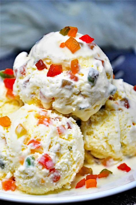 Homemade Fruit Ice Cream, Tutti Frutti Ice Cream, Banana Splits Sundae, Fruity Ice Cream, Indian Ice Cream, Kitchen Aid Ice Cream, Ice Cream Homemade, Ice Cream Flavor, Cold Coffee Recipes