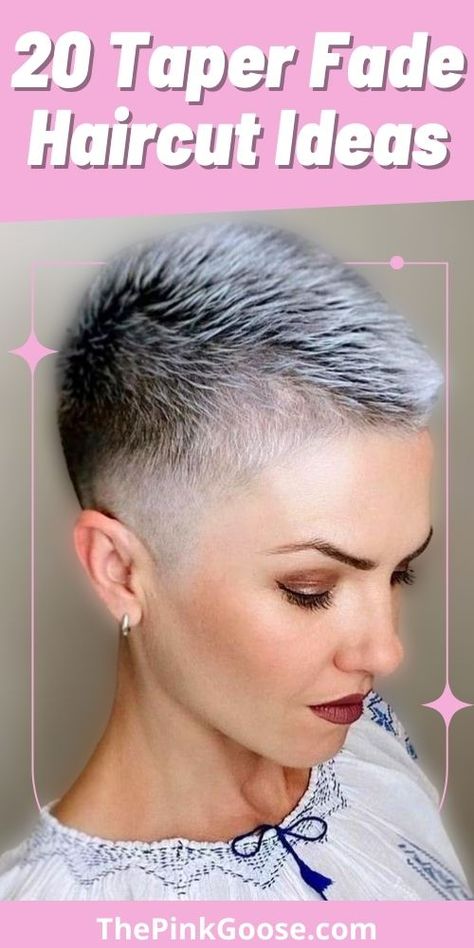 20 Fresh Taper Fade Haircut For You Short Pixie Fade, Womans Faded Haircut, Pixie Fade Haircut Women, Short Hair Fades Women, Womens Taper Fade Haircut, Faded Pixie Haircut Women, Fade Women Haircut Shaved Sides, Fade Pixie Haircut Women, Pixie Fade Haircut
