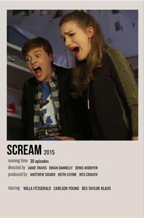 Scream Tv Show, Polaroid Tv Show Poster, Scream Show, Willa Fitzgerald, Scream Series, Scream Tv Series, Carlson Young, Mtv Scream, Series Posters