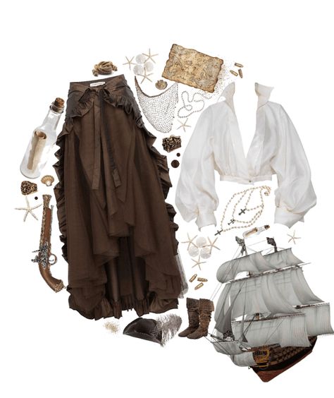 pirate core Outfit | ShopLook Pirates Women Outfit, How To Dress Like A Pirate For School, Pirate Inspired Dresses, Cottagecore Pirate Aesthetic, Women Pirate Cosplay, Vintage Pirate Costume, Female Pirate Captain Outfit, Cool Pirate Costume, Pirate Inspo Outfit