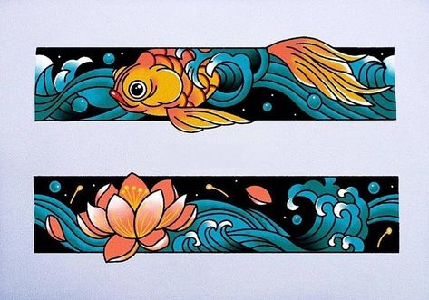 Japanese Arm Band Tattoos For Men, Wrist Tatoo, Koi Tattoo Sleeve, Tree Tattoo Forearm, Band Tattoos For Men, Tattoo Samples, Wave Tattoo Design, Samurai Tattoo Design, Comic Tattoo