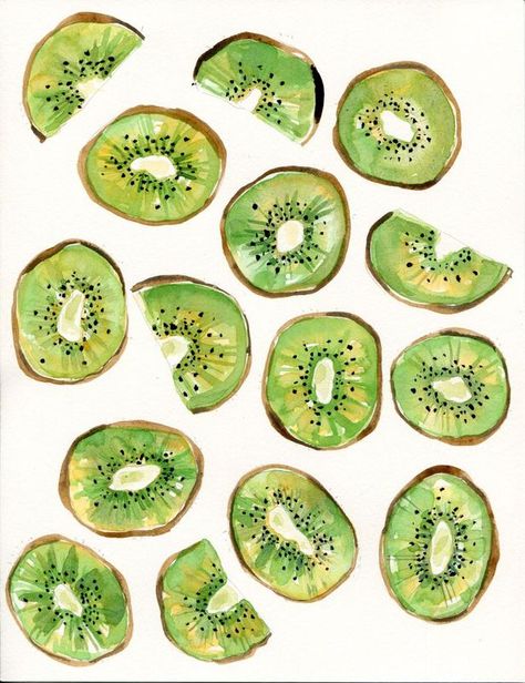 Patchwork, Kiwi Watercolor, Watercolor Food Illustration, Fruits Drawing, Watercolor Food, Watercolor Fruit, Drawing Watercolor, Watercolor Paintings Easy, Fruit Art