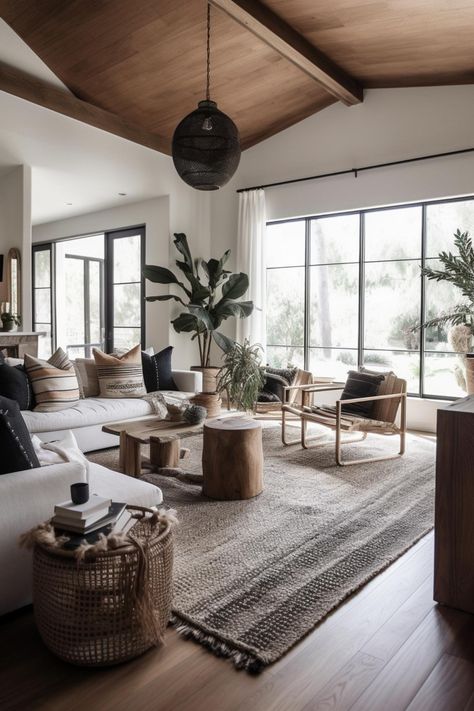 Rustic California Modern living room design Californian Home Decor Casual, Elegant Rustic Home Decor Living Room, California Modern Interior Design, Organic Luxury Interior, California Modern Interior, Rustic Contemporary Living Room, Modern Organic Living Room, Organic Modern Living Room, Modern Living Room Inspiration