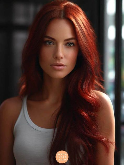 Get inspired by 25 red hair color ideas to inspire you in choosing your favorite shade of red hair for your next hair change! Ideas for: golden copper hair, dark copper hair, chocolate red hair, deep cherry red hair, crimson red hair, natural red hair, red hair woman, red hair styles, red hair aesthetic, dark cherry red hair, red hairstyles, light red hair, red hair balayage. Red Hair For Dark Autumn, Cherry Copper Hair, Auburn Red Balayage, Long Layered Red Hair, Hair Change Ideas, Red Hair Aesthetic Natural, Red Hair Woman Over 40, Brunette To Red Hair, Deep Ginger Hair