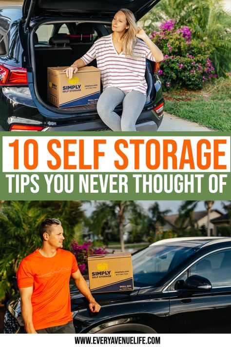 10 Self Storage Tips and Tricks that You Never Thought Of  #ad Storing your stuff in a storage unit is more than just cramming everything into a small space. Use these 10 organization tips for your storage unit to make things easier to find. with @SimplySelfStorage  #SimplyStorageSolutions Storage Unit Design, Storage Furniture Design, Moving Hacks Packing, Storage Unit Organization, Self Storage Units, Packing To Move, Moving Packing, Storage Tips, Unique Storage