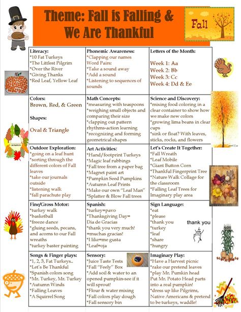 Thanksgiving Theme Days For School, Fall Infant Lesson Plans, November Infant Lesson Plan, November Themes For School Age, November Curriculum For Infants, November Language Activities Preschool, Fall Theme Ideas For Preschool, November Curriculum Themes, Thanksgiving Themes For Preschool