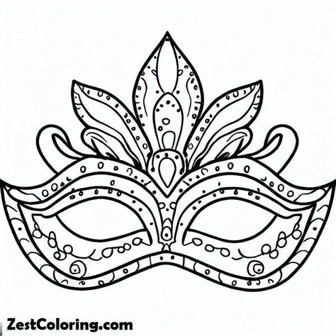 Printable Mardi Gras Mask For The Fest Coloring Page 2 : Coloring for Kids – Smart, Creative, and Fun Mardi Gras Mask Template, Mask Coloring Page, Printable Coloring Masks, Mardi Gras Activities, Camp Themes, Coloring Mask, Mardi Gras Masks, Carnival Ideas, Painted Chair