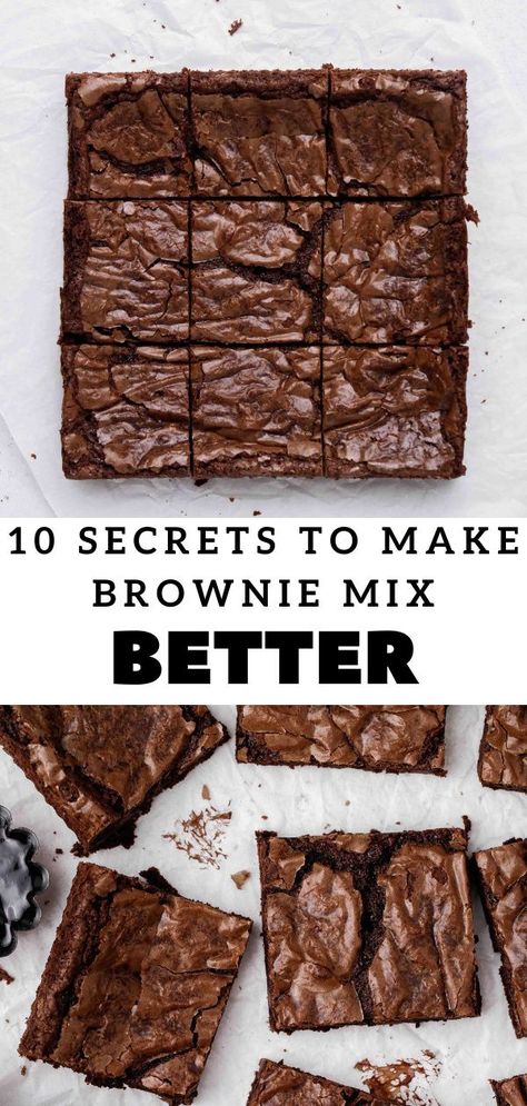 Pie, How To Make Box Mix Brownies Better, Perfect Box Brownies, Boxes Brownie Recipes, How To Make A Box Brownie Mix Better, Doctored Up Brownie Mix Recipes, Brownies From Mix Recipes, Best Brownie Mix Recipe, Make Brownie Mix Better