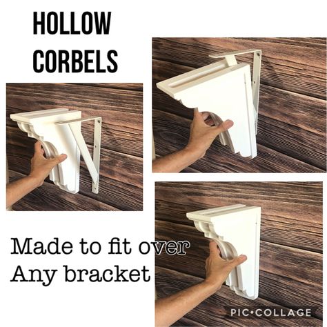 Classic Corbels made to fit over existing brackets, brick work, and other structures. #corbels #hollowcorbels #farmhousedecor Adding Corbels To Kitchen Cabinets, Diy Wooden Corbels, Corbels Hallway, Decorating With Corbels Ideas, Corbels Ideas Doorway, Cabinet Corbels, Wood Corbels Diy, Corbels Ideas, Diy Corbels