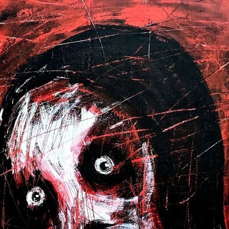 Vaxo Lang on Instagram: "•Macabre Expression• Acrylic painting on canvas Size 50x50 cm" Horror Expression Drawing, Acrylic Painting Creepy, Disgusting Creature, Creepy Acrylic Painting, Creepy Painting Ideas, Dark Creepy Art, Weird Painting Ideas, Creepy Art Style, Horror Art Drawing