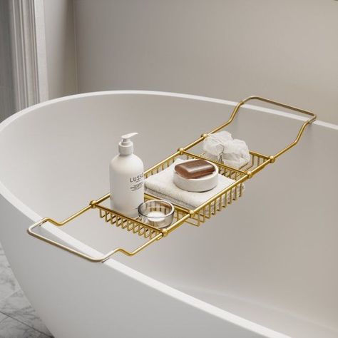 From Lusso Bathroom Interior Design, Bath Trays, Gold Bath, Bath Tray, Two Fingers, Luxury Bath, Vanity Units, Bath Caddy, Luxury Bathroom