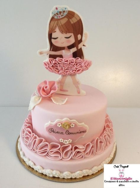 First Communion Alice by Carla Poggianti Il Bianconiglio Ballet Birthday Cakes, Ballerina Birthday Cake, Ballet Cakes, Cake Designs For Girl, Cake Designs For Kids, Ballet Recital, Baby First Birthday Cake, Ballerina Cakes