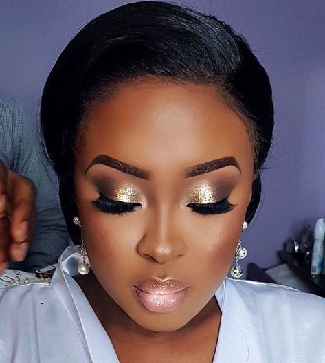 Black Women Make Up Looks, Bridal Glam Makeup Wedding Make Up, Make Up For Wedding The Bride, Make Up Ideas Black Woman, Make Up Looks For Black Women, Black Woman Makeup Looks, Bride Make Up Ideas, African American Makeup Tutorial, Black Bridal Makeup