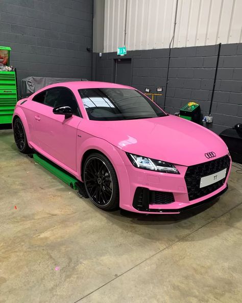 Eye-catching pink car wrap for Audi TT - Go-Tints | Window Tinting in Huddersfield Pink Window Tint, Teen Cars, Pink Audi, Pink Car Wrap, Audi Photography, Wrapped Cars, Girly Cars, Audi Vehicles, Car Pink