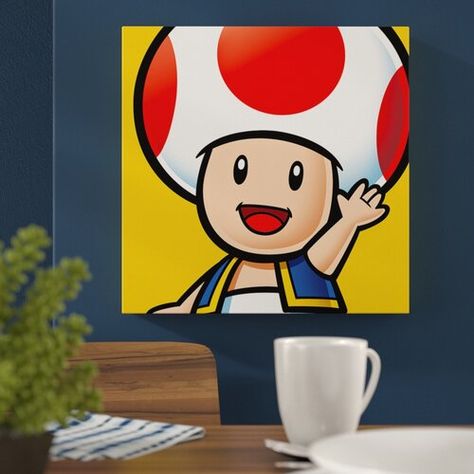 Toad Mario Painting, Mario Canvas Art, Toad From Mario Drawing, Toad Painting Mario, Super Mario Canvas Painting, Mario Painting Canvases, Mario Canvas Painting, Super Mario Painting, Toad Painting