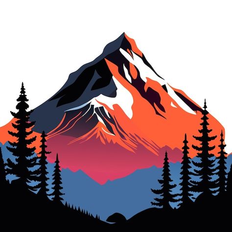 Mountains Illustration, Mountain Vector, Nort Face, Vector Mountain, Road Vector, Mountain Graphic, Vector Wallpaper, Mountain Logo, Youtube Banner Design