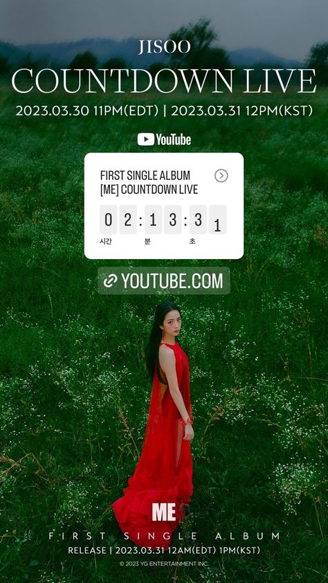 Blackpink - Jisoo - Me - from blackpinkofficial IG Story March 31, 2023: Countdown Live. 2023 Countdown, Blackpink Instagram, Album Releases, D Day, Blackpink Jisoo, Ig Story, Yg Entertainment, Instagram Story, Dj