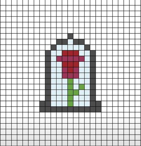 A small pixel art template of the enchanted Rose from Disney's Beauty and the Beast. Beauty And The Beast Perler Bead Pattern, Pixel Art Beauty And The Beast, Small Disney Pixel Art, Pixel Art Ideas Cute Mini, Perler Bead Beauty And The Beast, Pikcells Art, Pixel Art Grid Disney, Very Small Pixel Art, Pixel Art Drawings Easy Small