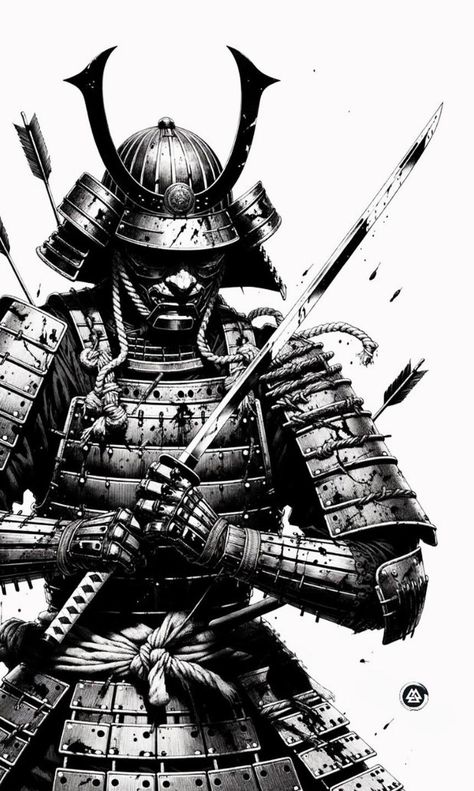 Samurai Warrior Tattoo Design, Warrior Tattoo Design, Samurai Training, Samurai Mask Tattoo, Swords Samurai, Japanese Warrior Tattoo, Samurai History, Samurai Tattoo Sleeve, Guerriero Samurai