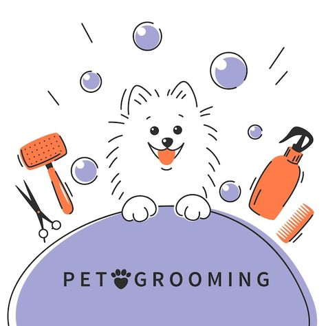 Dog Groomer Logo, Grooming Salon Logo, Pet Grooming Salon Ideas Design, Pet Grooming Logo, German Spitz Dog, Pet Shop Logo Design, Pet Advertising, Pets Grooming, Pet Grooming Business