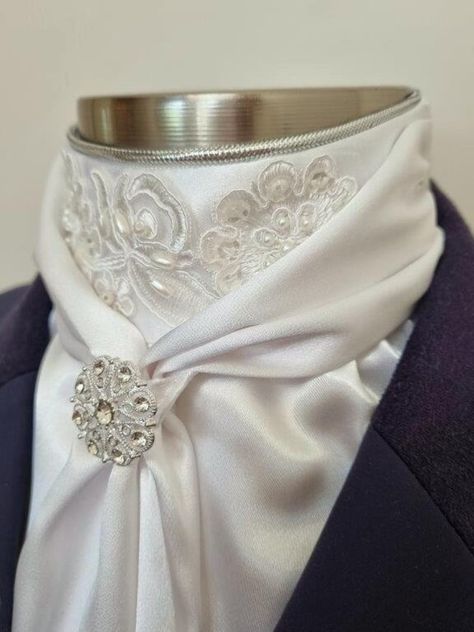 ERA Elle Stock Tie White Satin Soft Ties With Beaded Lace - Etsy UK Formal Suits, Dressage Stock Tie, Dressage Saddle Pad, Stock Tie, Dressage Saddle, Equestrian Fashion, Saddle Pad, Aesthetic Clothing, Equestrian Outfits