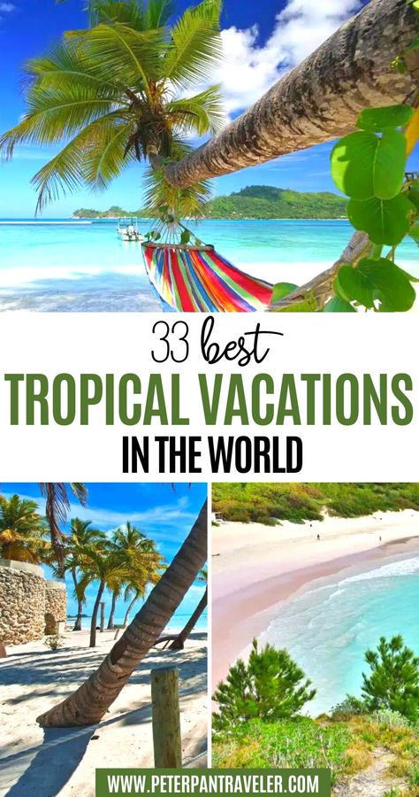 33 Best Tropical Vacations in the World Tropical Vacation Ideas, Tropical Places To Visit, Family Tropical Vacation, Carribean Vacation, Best Tropical Vacations, Tropical Vacation Destinations, Tropical Places, Best Beaches In The World, Top Vacation Destinations