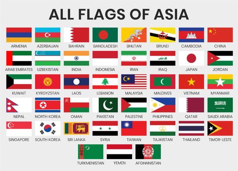 Flag Of Asian Countries, Flags Of Asian Countries, Asia Flags Country, Asian Flags Country, Different Countries Flags, All Flags Of The World With Names, Asian Country Flags, Flags Of Asia, Country Flags With Names