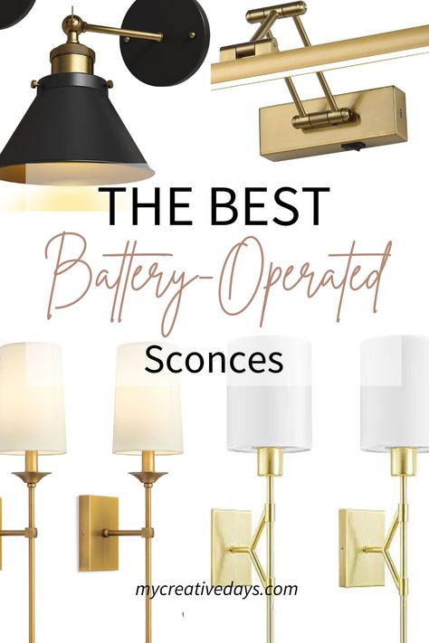 The Best Battery Operated Sconces Sconces Over Windows Living Room, Scones Above Nightstand, Non Electrical Wall Sconces, Sconces For Fireplace, Apartment Sconces, Living Room Light Sconces, Wall Sconces No Wiring, Battery Operated Lights Wall Sconces, How To Decorate With Wall Sconces
