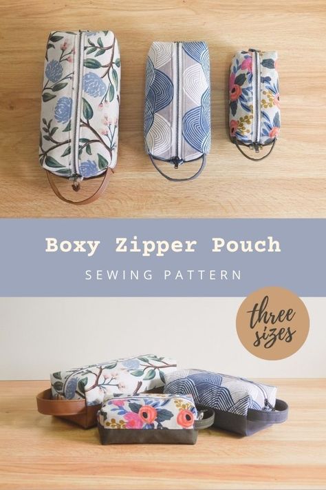 Boxy Zipper Pouch sewing pattern (3 sizes). Why not sew yourself a Boxy Pouch? This boxy zipper pouch is suitable to be used as a storage bag and tool pouch for tools. It features a zip-top closure and a side handle for easy carrying. Dopp kit sewing pattern for guys. Boxy bag sewing pattern with top zipper and carrying strap. Unisex style bag to sew for men. SewModernBags Patchwork, Tela, Boxy Bag Sewing Pattern, Dopp Bag Pattern Free, Free Box Pouch Pattern, Dop Kit Sewing Pattern, Bathroom Bag Sewing Pattern, Diy Sew Makeup Bag, Box Toiletry Bag Pattern
