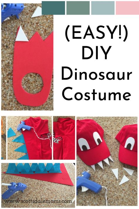 Easy Dinosaur Costume Diy, How To Make A Dinosaur Costume, Home Made Dinosaur Costume, T Rex Diy Costume, Dinosaur Dress Up, Diy Stegosaurus Costume, Diy Felt Dinosaur Costume, Dinosaur Adult Costume, Dinosaur Hat Diy