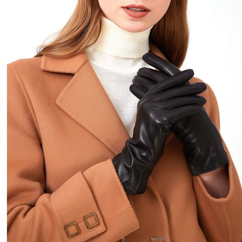 Gloves Outfit, Leather Gloves Women, Gloves For Women, Cold Weather Gloves, Sheep Skin, Black Leather Gloves, Black Luxury, Chunky Knit Blanket, Dress Gloves