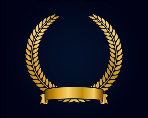 Golden emblem template for logo. gold br... | Premium Vector #Freepik #vector #background #logo #banner #ribbon Golden Logo Design, Wreath Template, Creative Logo Design Art, Ribbon Crown, Digital Graphics Art, Gold Design Background, Circle Vector, Charity Logos, Ribbon Logo