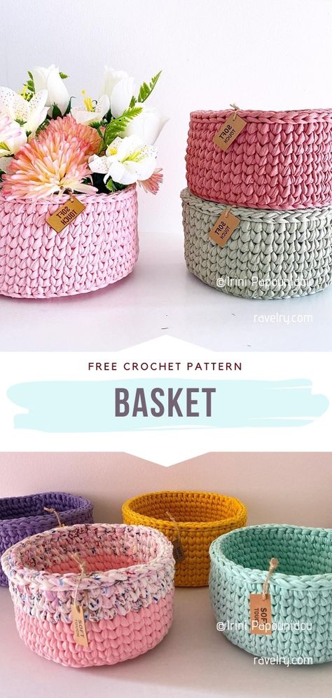 Crochet Patterns Presents, Crochet Bins Baskets, Free Crochet Pattern For Beginners Easy, Small Crochet Basket Free Pattern, Crochet 1 Color, Crochet Storage Free Pattern, Crochet Projects Practical, Free Crochet Patterns Baskets, Cotton Yarn Crochet Patterns Free Small