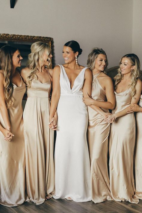 Tan Beige Bridesmaid Dresses, Bridesmaids Dresses Champagne Color, Champagne Satin Bridesmaids Dresses, Satin Wedding Dress Bridal Party, Champagne A Line Dress, Gold Lace Bridesmaid Dresses, Elegant Gold Bridesmaid Dresses, Bridal Party Gold Dresses, Maid Of Honor Dresses Champagne