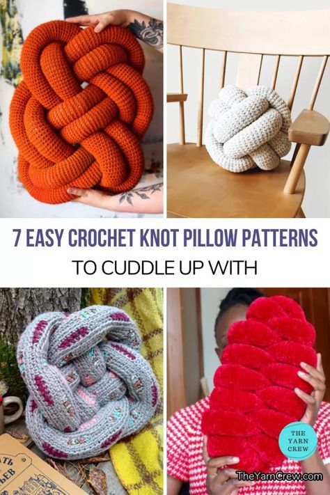 Knot Pillow Pattern, Monkey Knot, Crochet Knot, Pillow Patterns, Crochet Monkey, Knot Pillow, Pillow Projects, Modern Crochet Patterns, Crochet Pillows