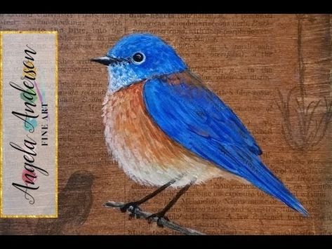 Croquis, Trees Drawing Tutorial, Bluebird Painting, Angela Anderson, Bird Painting Acrylic, Learn How To Paint, Ideas Painting, Acrylic Painting Tutorials, Contemporary Abstract Art