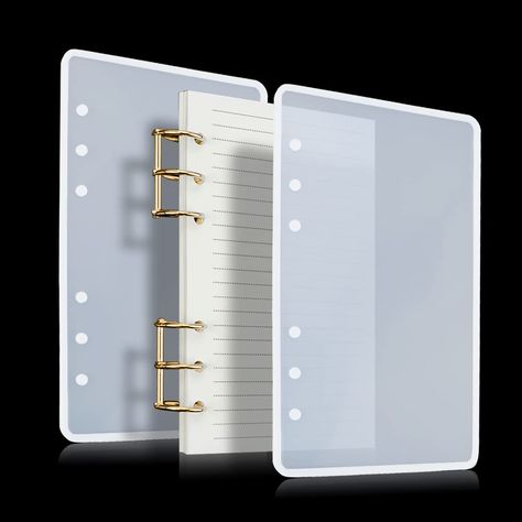 PRICES MAY VARY. Wonderful Resin Mold Kit:Comes with 2 pcs A5 silicone notebook molds for front and back cover to help you work on your project simultaneously without waiting.Matching refills paper (45pcs) and 2 pcs book rings binders are perfect for this resin notebook cover,you don't need to look for any other accessories. Superior Material:Made of high quality silicone,more durable,soft and flexible,sturdy with good tear-resistant,which can last for a long use.Each mold with 6 bulges to fit w Resin Book Cover, Resin Notebook Cover, Notebook Resin, Resin Notebook, Resin Book, Silicone Molds For Resin, Book Rings, Molds For Resin, Book Binder