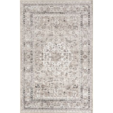 Langley Street Kennon Stain-Resistant Machine Washable Traditional Area Rug in Taupe & Reviews | Wayfair Entryway Inspo, Nuloom Rugs, Washable Area Rug, Front Load Washer, Target Rug, Busy Lifestyle, Slip And Slide, Area Rug Collections, Living Room Spaces