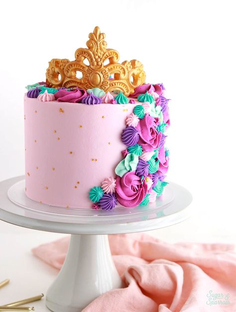 Fairytale Birthday Cake, Princess Cake Ideas, Gold Crown Cake, Birthday Cake Crown, Gold Crown Cake Topper, Princess Crown Cake, Crown Cake Topper, Cake Designs For Girl, Fairytale Birthday