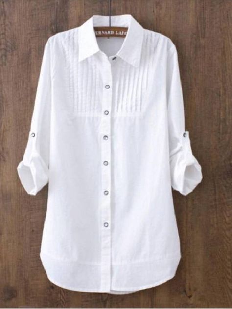 White Shirts, Women Shirt Designs, Slim Blouse, Blouse Casual, Stylish Girls, Shirts Design, Outfit Casual, Long Shirt, Casual Blouse