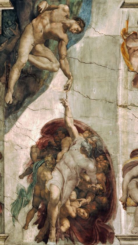 Michelangelo Paintings, Michelangelo Art, Fallen Angel Art, Fresco Painting, The Book Of Genesis, Art Psychology, The Creation Of Adam, Creation Of Adam, Book Of Genesis