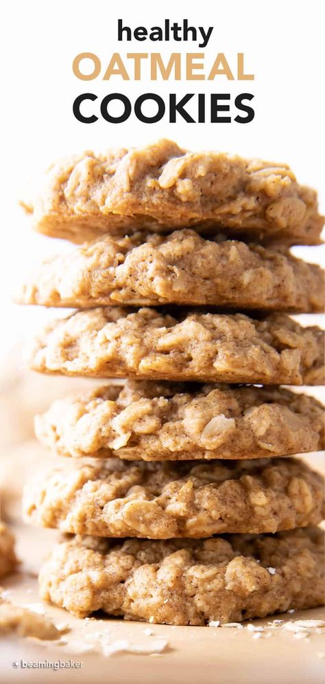 Oatmeal Cookies Recipes, Oatmeal Cookie Recipes Healthy, Oatmeal Cookies Recipes Easy, Beaming Baker, Cinnamon Oatmeal Cookies, Apple Oatmeal Cookies, Apple Cinnamon Oatmeal, Healthy Oatmeal Cookies, Oatmeal Cream Pies