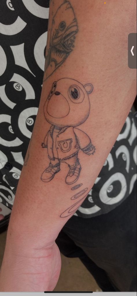 Kanye West Graduation Bear Tattoo, Kanye West Graduation Tattoo, Kanye Bear Tattoo, Graduation Bear Tattoo, Kanye West Tattoo Ideas, Igor Tattoo, Kanye Tattoo, Kanye West Tattoo, Tattoos Torso