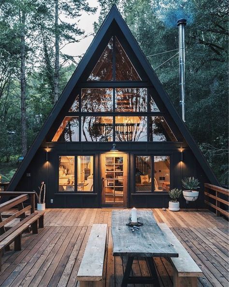 Random Inspiration 380 - UltraLinx A Frame Cabins, A Frame House Plans, Cool Tree Houses, Frame Cabin, Lake Arrowhead, Bilik Tidur, A Frame Cabin, A Frame House, Hus Inspiration