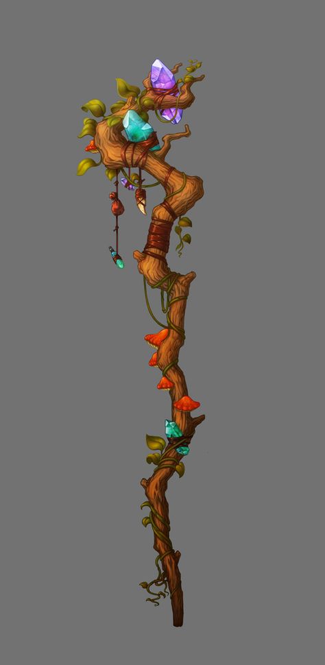 staff, Natalia Szrama on ArtStation at https://www.artstation.com/artwork/V8ar4 Nature Staff Concept Art, Druid Staff Art, Fantasy Magic Staff, Woodland Staff, Druid Staff Design, Magic Staff Art, Magic Staff Concept Art, Dandelion Staff, Magic Staff Ideas