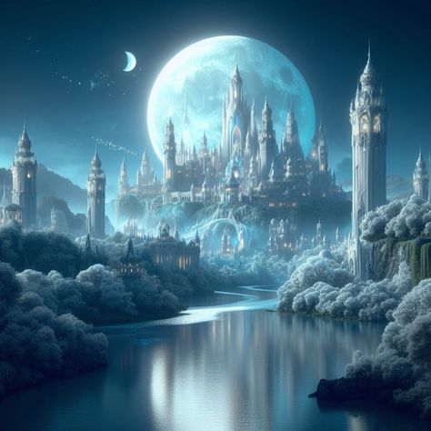 Castle Exterior, Fantasy Story Ideas, Moon Kingdom, Fantasy Love, Fantasy Forest, Fantasy Castle, Fantasy City, Fantasy Story, Fantasy Places