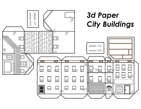 Printable 3d Paper City Buildings Template Paper City Printable, 3d Paper Houses, Paper Town, Cardboard City, Paper Buildings, Paper House Template, Social Connection, Ho Scale Buildings, Free Paper Models